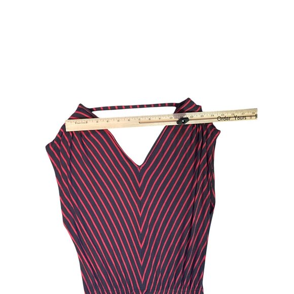 Mossimo Womens High-Low Dress S Red Gray Striped Casual Travel Comfort Midi - Picture 5 of 9